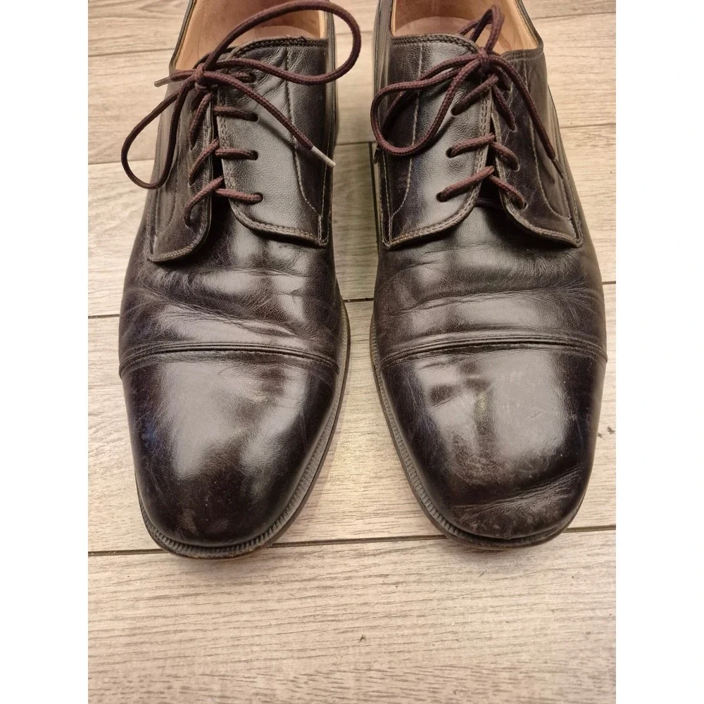 Bally‎ Rogers Italy Mens Leather Cap Toe Oxford Dress Shoes Dark Brown Size 11 D